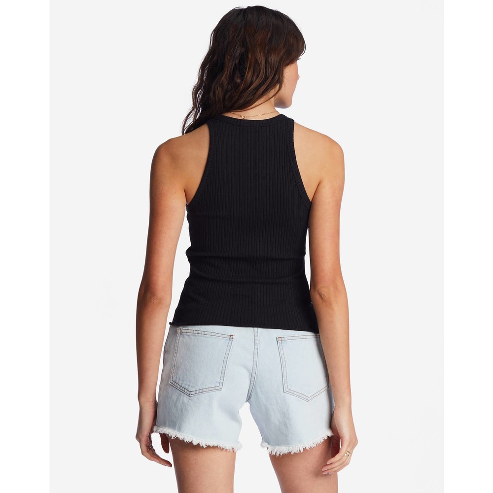 Billabong Women's Tomboy Stretch Ribbed Tank Top Tee T-Shirt - Black - Picture 3 of 5